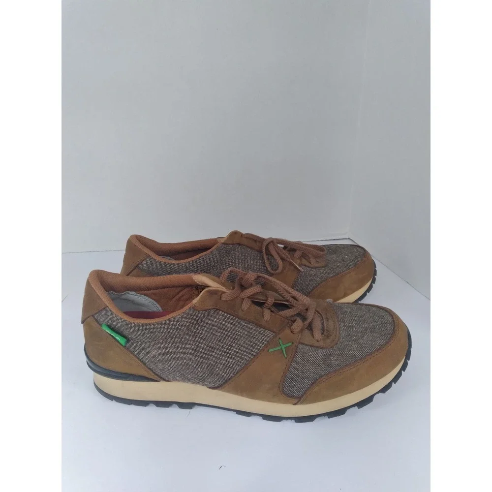 Twisted X Eco TWX Mens‎ Brown Leather Fabric Low Top Sneakers Casual Shoes